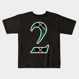 2 Sports Jersey Number Green Black Flannel Kids T-Shirt